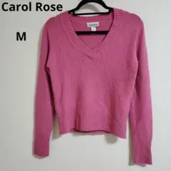 Carol Rose ピンク Vネック セーター M　ニット　ふわふわ