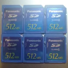 Panasonic SDカード 512MB Class 2 6個セット◆