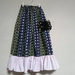 緑チェックワイドパンツ☆美品☆