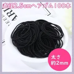 ヘアゴム 2.5cm 黒 100本 子供 大人 髪留め 幼稚園 キッズ 保育園
