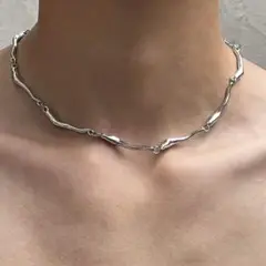 新品 Liquid wave chain silver necklace