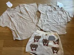 新品　 半袖 半袖Tシャツバースデイ　くま　リンク　オソロコーデ　100cm