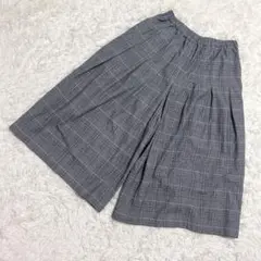 D*g*y✨良品　ガウチョパンツ　グレンチェック　ワイドパンツ　グレー　（L）