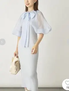 ※最終値下げ※ボレロ付きリブニットワンピ SAX