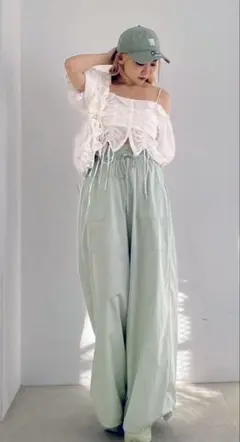 SNIDEL スナイデル クロップドバリエブラウス　シャカワイドパンツ 上下