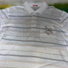 白と黒のストライプ ポロシャツ