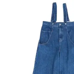 綿 コットン 100% サロペット デニム パンツ ワイド シルエット