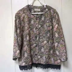 花柄ノーカラージャケット