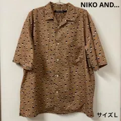NIKO AND...ブラウン ドット柄 半袖シャツ サイズＬ