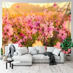 タペストリー 壁飾り おしゃれ壁掛け布 背景 夕焼けの花畑 150ｘ130cm