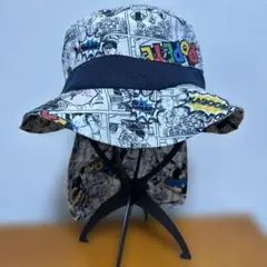 七　帽子　⑨ ハット　子供用　ポパイ　コミック　総柄　アウトドアハット　美品