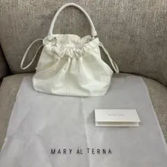 MARY AL TERNA / WRING ミニバッグ　ホワイト巾着ハンドバッグ
