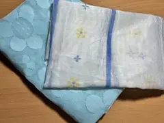水色花柄メッシュカーテンはぎれ2枚