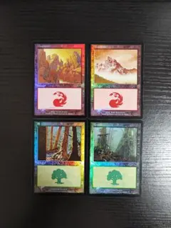 MTG Foil 山 Mountain 森 Forest 2枚ずつセット