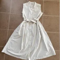 UNIQLO ノースリーブワンピース　アイボリー　160 大人も可　綿100