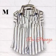Rei Firenze ストライプ柄 半袖シャツ ノースリーブ 2way M