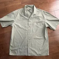 UNIQLO 半袖シャツ M オリーブグリーン オープンカラーシャツ