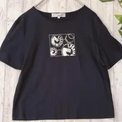 【美品】ミラショーンSPORTSロゴTシャツ 黒 短たけ40