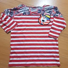 キッズ 半袖 Tシャツ 赤と白のストライプ