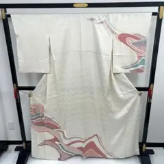 刺繍 銀彩 白地 紋無し 素敵なデザイン 付下げ 訪問着 着物 正絹T-8690