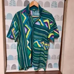 KENZO ケンゾーGOLF 半袖シャツ グリーンストライプ柄 　L相当美品