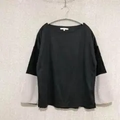 美品✦ITSUDEMO ボアカットソー F 黒ブラック 異素材 長袖