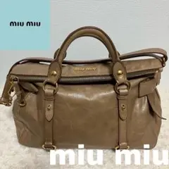 miu miu ミュウミュウ 2wayレザー ハンドバッグ ゴールドブラウン