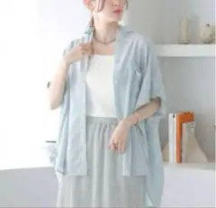 【新品タグ付】　LEPSIM レプシィム　ポンチョシャツ ライトブルーグリーン