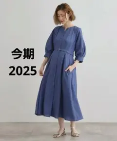 grove (グローブ)麻調メッシュラグランスリーブワンピース