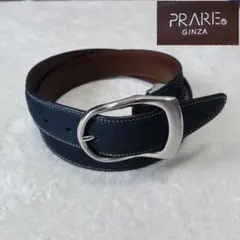 美品　PRARE GINZAプレリーギンザ　レザーベルト　ネイビー　ブラウン