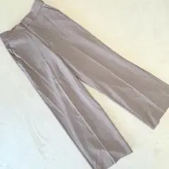 ロペピクニック ワイドパンツ ウエストゴム ストレッチ 麻混 ベージュ系 S