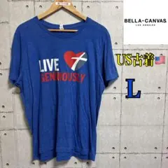 【アメリカ古着】BELLA + CANVAS 青 Tシャツ L