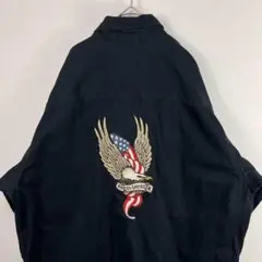 USA古着 harley davidson ハーレーダビッドソン シャツ 黒