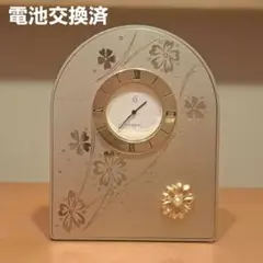 MIKIMOTO アーチ型時計 桜デザイン 電池交換済み 動作確認済み