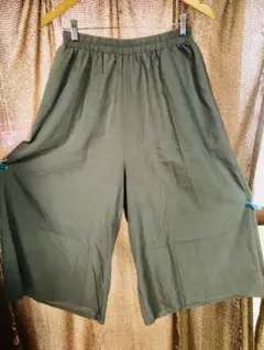 Silent Worthダークグリーン ガウチョパンツ ゴムウエスト