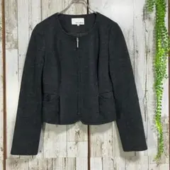 エムズセレクト☆美品☆ノーカラージャケット 起毛 [38] ジップアップ グレー