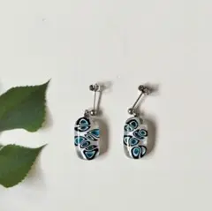 ハンドメイド　ベネチアングラス　ミルフィオリ フックピアス