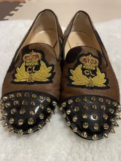 Christian Louboutin スタッズローファーハラコ38.5㎝