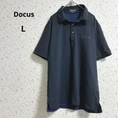 a476ドゥーカス【L】ポロシャツ ストレッチ ネイビー ボタンダウン