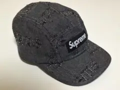 【極美品】Supreme　Lasered　Denim　Camp　Cap　ブラック