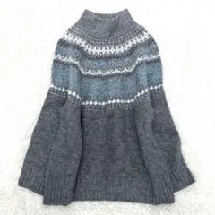 美品 Mサイズ ブルーレーベルクレストブリッジ ノルディックセーター グレー