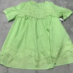hanahana ライムグリーン 半袖チュニック M-L
