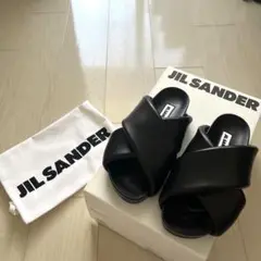 【正規品】【JIL SANDER 】 スライドレザーサンダル　ブラック　36