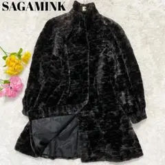 美品♡ サガミンク シェアードミンクファー 銀タグ ロングコート 黒 Fサイズ