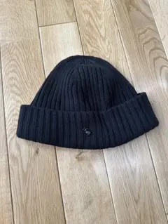 ブラックリブ編みニット帽