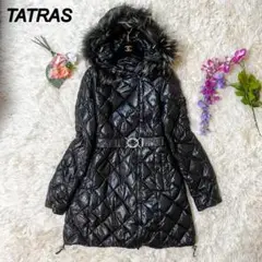 タトラス ダウンジャケット キルティング ベルト タヌキファー 黒 サイズ4