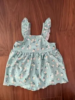 【未使用】フラワープリント水着 ミントグリーン 女の子 キッズ100cm