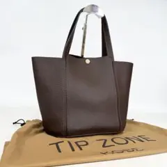 美品　TIP ZONE ハンドバッグ 牛革 カーフ シボ革 シュリンク