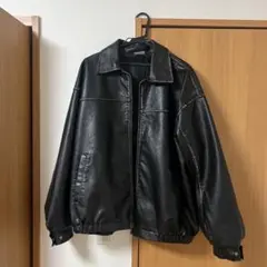 ブラックレザーボンバージャケット