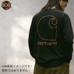 carhartt ブラック 長袖カットソー ロンT カモ柄ロゴ 古着